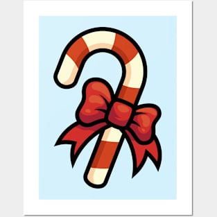 Christmas Candy Cane and Ribbon Posters and Art